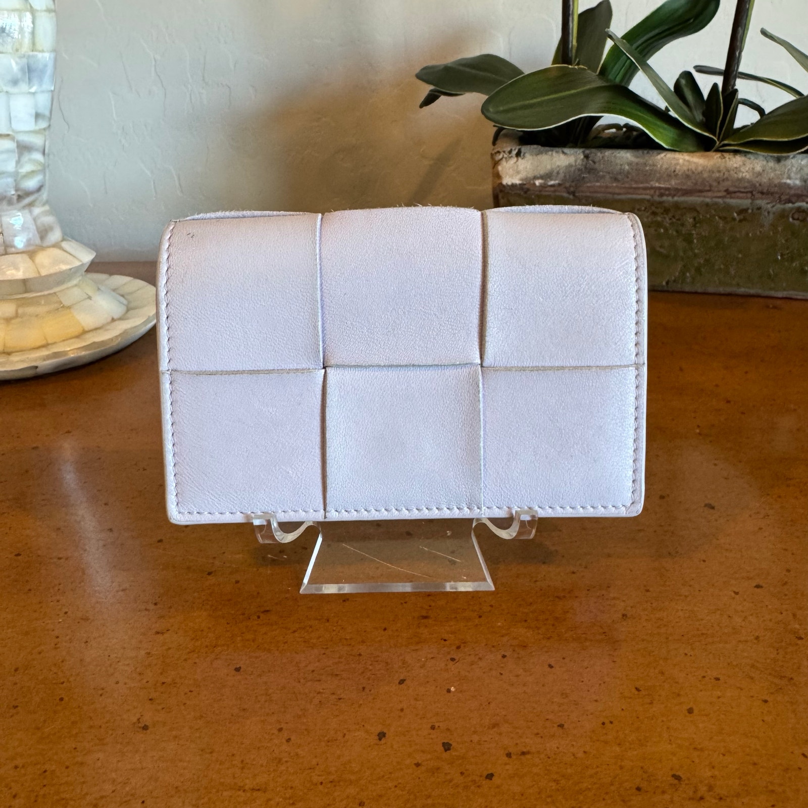 Bottega Veneta Maxi Intrecciato Card Holder Small Wallet Purple Lambskin